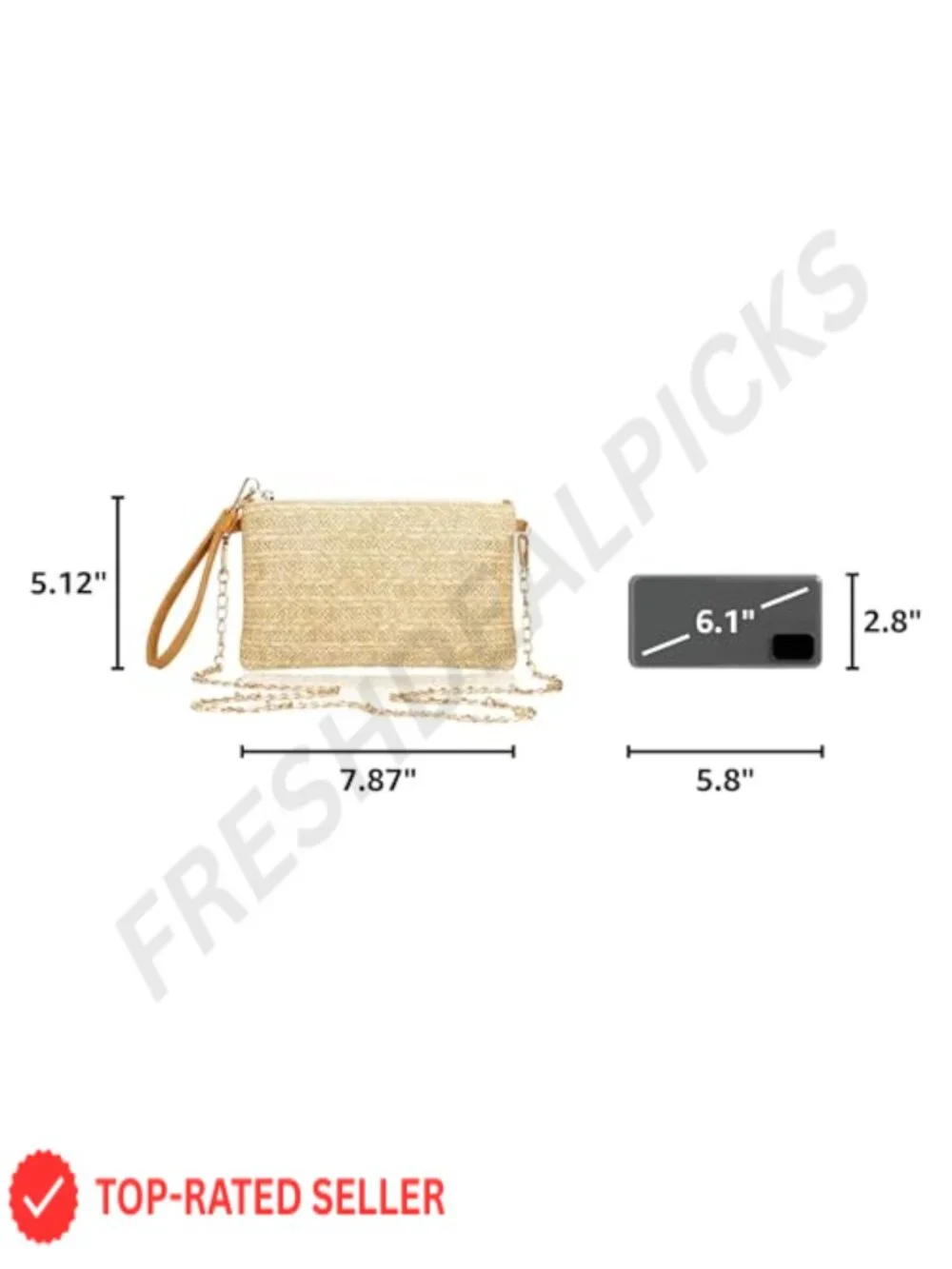 Straw Wristlet Clutch Bag Shoulder Crossbody Boho Summer Purse